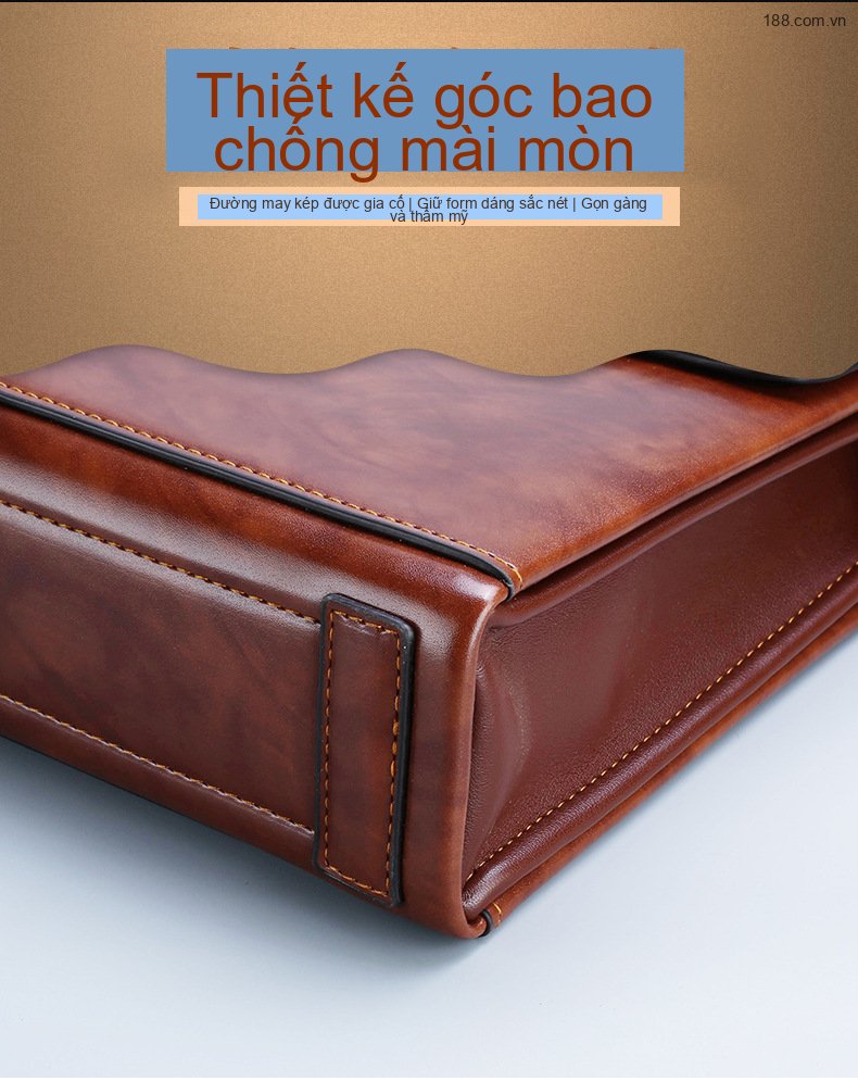 Cặp Túi Xách Tay Nam Công Sở Khóa Số Đựng Laptop Da Bóng Chống Nước Màu Nâu, Đen chi tiết 12