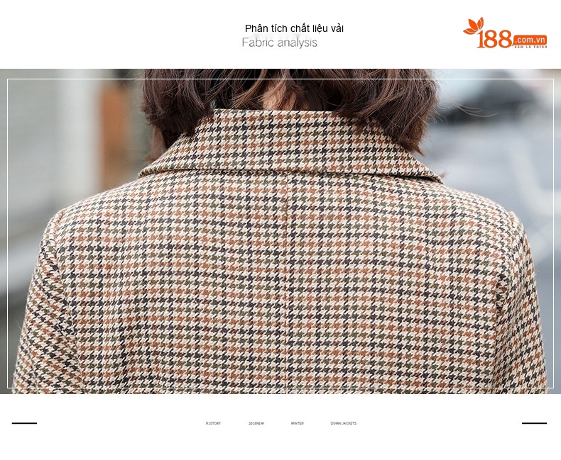 Áo Blazer Nữ Thu Đông Dáng Ngắn Chiết Eo Họa Tiết Kẻ Caro Phong Cách Anh Quốc Màu Nâu chi tiết 9
