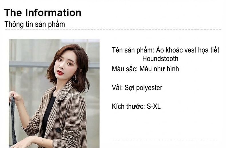 Áo Blazer Nữ Thu Đông Dáng Ngắn Chiết Eo Họa Tiết Kẻ Caro Phong Cách Anh Quốc Màu Nâu chi tiết 10