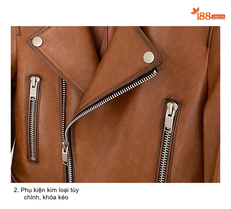 Áo Khoác Da Cừu Nữ Dáng Ngắn Ôm Dáng Cổ chữ Vest Màu Đen, Nâu chi tiết 14