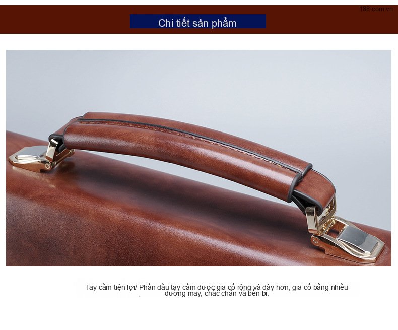 Cặp Túi Xách Tay Nam Công Sở Khóa Số Đựng Laptop Da Bóng Chống Nước Màu Nâu, Đen chi tiết 29