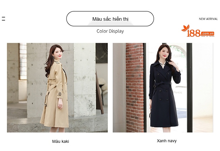 Áo Khoác Gió Nữ Dáng Dài Vừa Phong Cách Anh Quốc Thu Đông Màu Be, Đen chi tiết 4