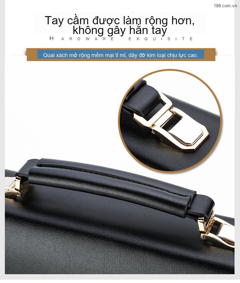 Túi Đeo Chéo/Xách Tay/Đựng Laptop Nam Da Bóng Khóa Số Công Sở Cổ Điển Màu Đen, Nâu chi tiết 10