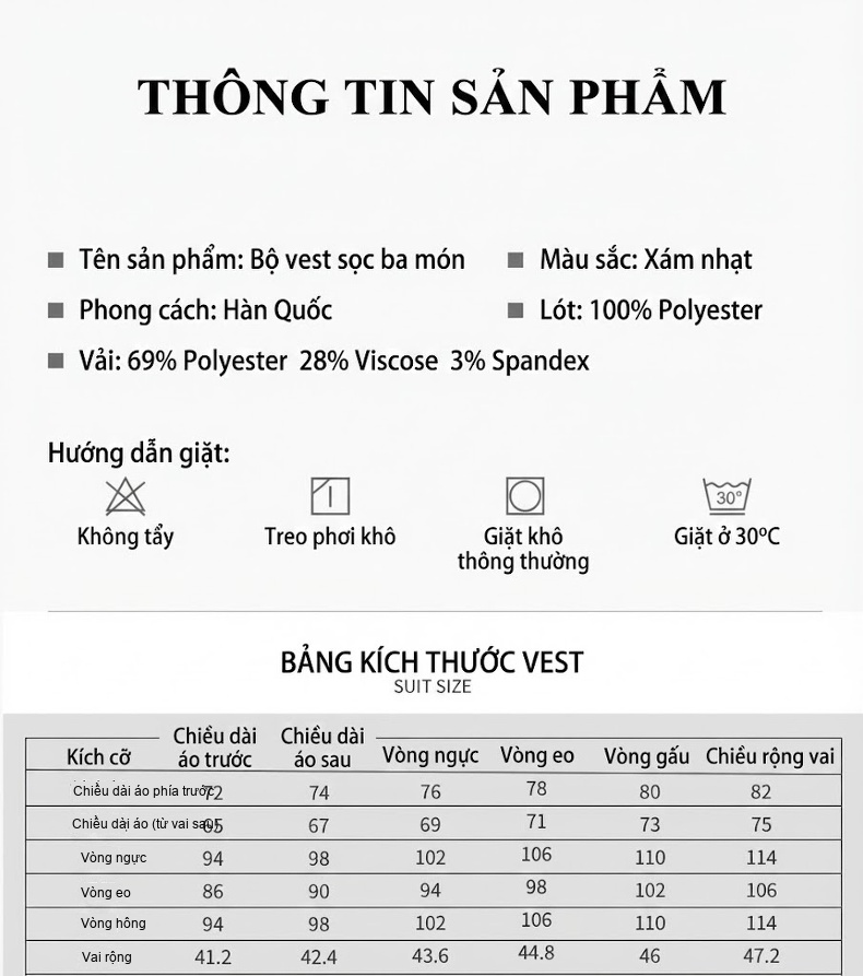 Bộ Vest Nam Kẻ Sọc Phong Cách Anh Quốc Lịch Lãm Màu Xám chi tiết 10