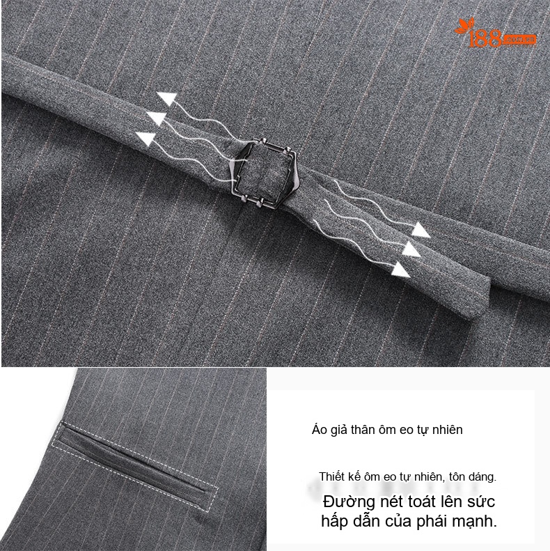 Bộ Vest Nam Kẻ Sọc Phong Cách Anh Quốc Lịch Lãm Màu Xám chi tiết 7