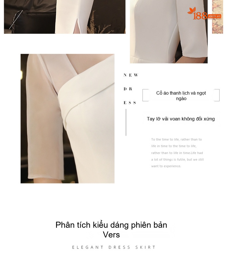 Váy Dạ Hội Dáng Dài Hở Vai Xẻ Tà Phong Cách Quý Cô Màu Trắng chi tiết 6