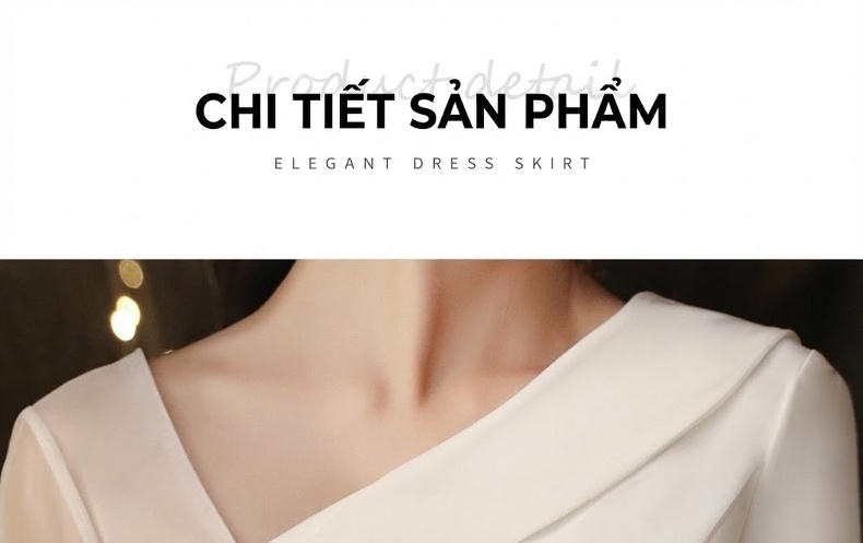 Váy Dạ Hội Dáng Dài Hở Vai Xẻ Tà Phong Cách Quý Cô Màu Trắng chi tiết 10