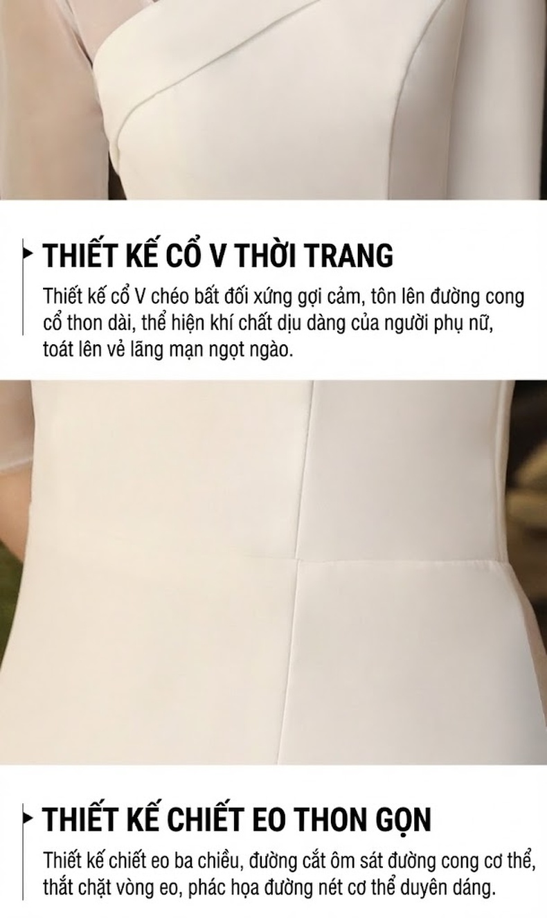 Váy Dạ Hội Dáng Dài Hở Vai Xẻ Tà Phong Cách Quý Cô Màu Trắng chi tiết 11