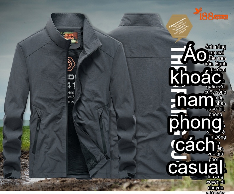 Áo Khoác Nam Màu Trơn Phong Cách Doanh Nhân, Mùa Thu, Dáng Rộng, Cỡ Lớn Màu Xanh Đậm, Xanh Dương, Đen, Xám chi tiết 3
