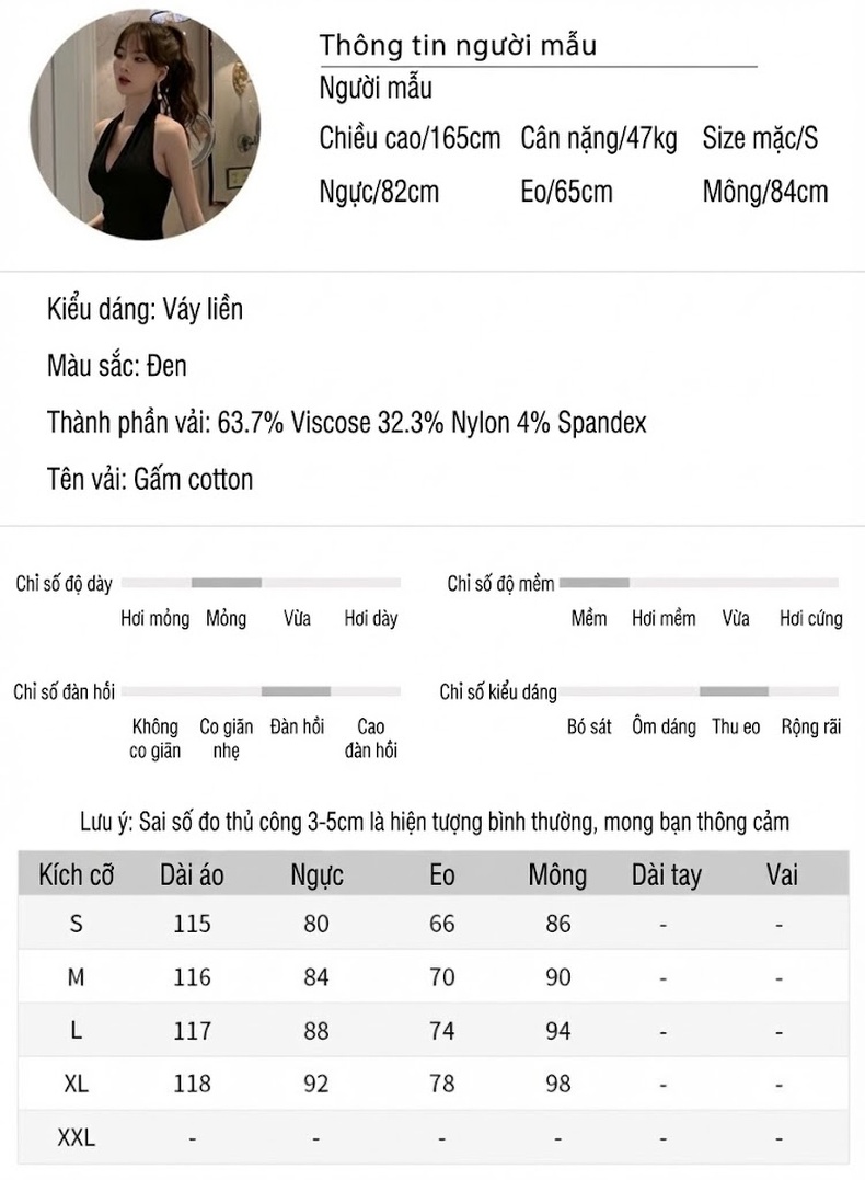 Váy Đầm Dự Tiệc Nữ Hở Lưng Cổ Yếm Xẻ Tà Dáng Ôm Màu Đen chi tiết 1