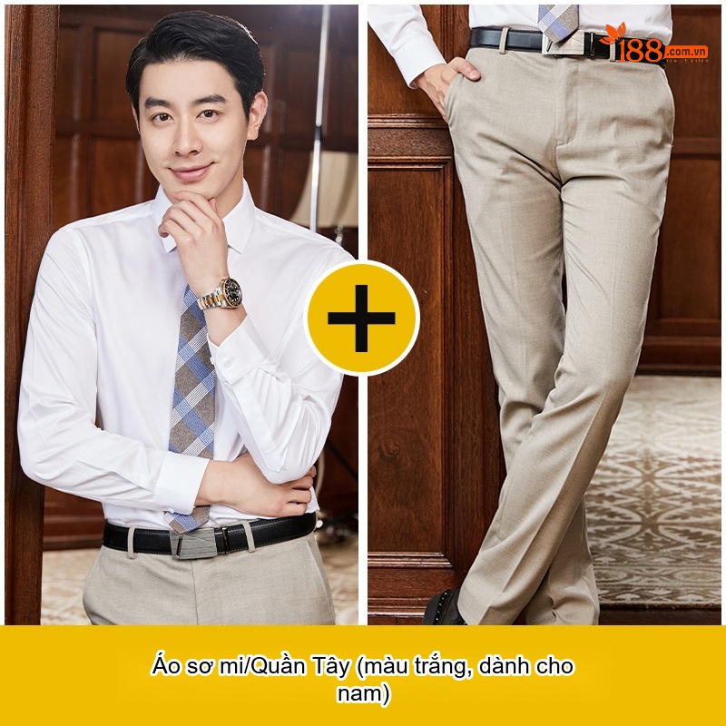 Áo Sơ Mi Dài Tay Nam Nữ Cotton Chống Nhăn Thêu Logo Màu Xanh Lam