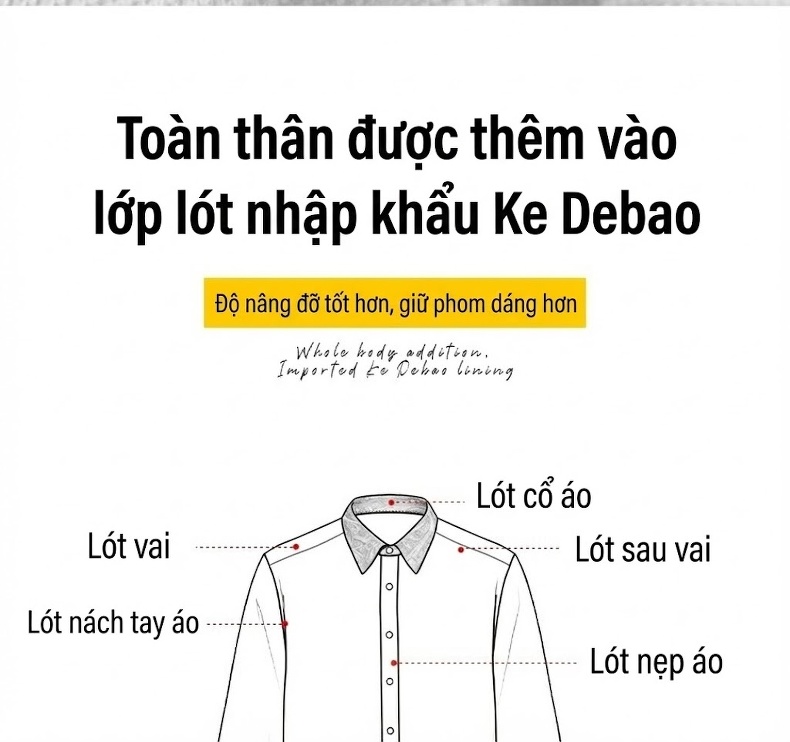 Áo Sơ Mi Dài Tay Nam Nữ Cotton Chống Nhăn Thêu Logo Màu Xanh Lam chi tiết 12