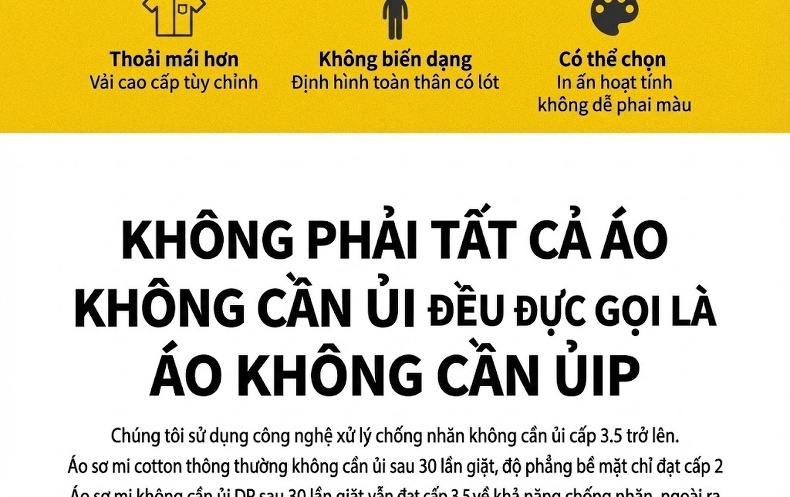 Áo Sơ Mi Dài Tay Nam Nữ Cotton Chống Nhăn Thêu Logo Màu Xanh Lam chi tiết 8