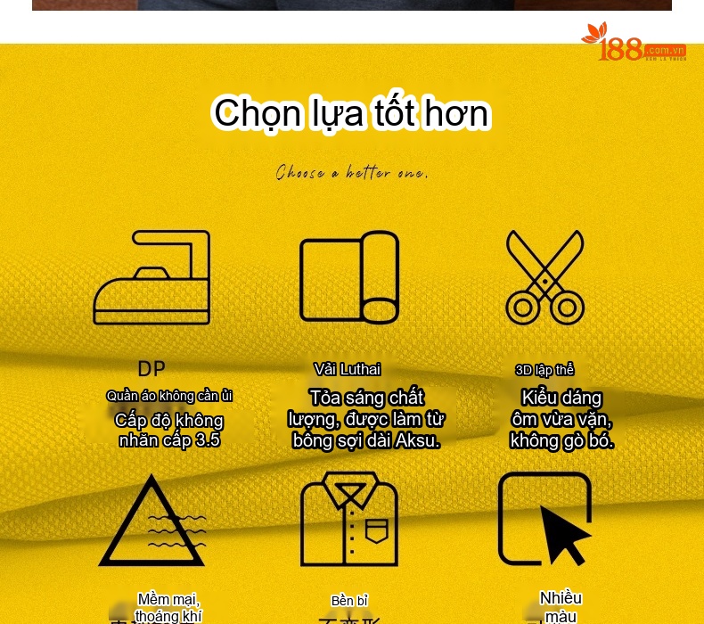 Áo Sơ Mi Dài Tay Nam Nữ Cotton Chống Nhăn Thêu Logo Màu Xanh Lam chi tiết 7