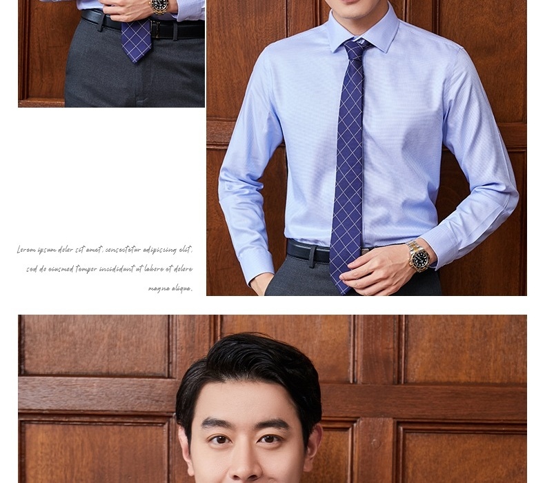 Áo Sơ Mi Dài Tay Nam Nữ Cotton Chống Nhăn Thêu Logo Màu Xanh Lam chi tiết 23