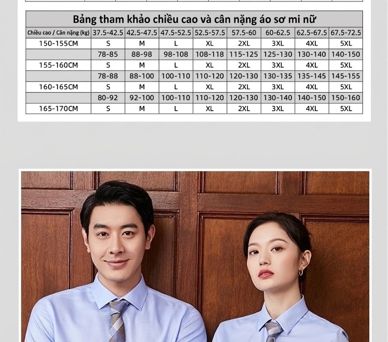 Áo Sơ Mi Dài Tay Nam Nữ Cotton Chống Nhăn Thêu Logo Màu Xanh Lam chi tiết 18