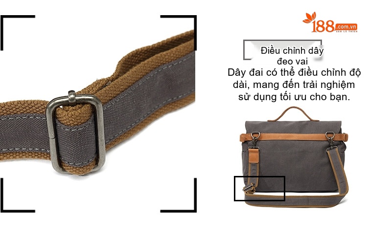 Túi Đeo Chéo Nam Vải Canvas Đa Năng Phong Cách Hàn Quốc Màu Xám, Xanh Lá, Nâu, Đen... chi tiết 12