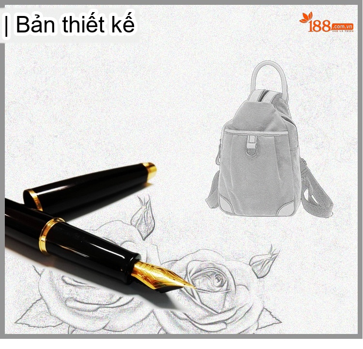 Balo Nữ Vải Canvas Chống Nước Quai Da Thật Màu Hồng, Kem, Nâu, Xám chi tiết 1