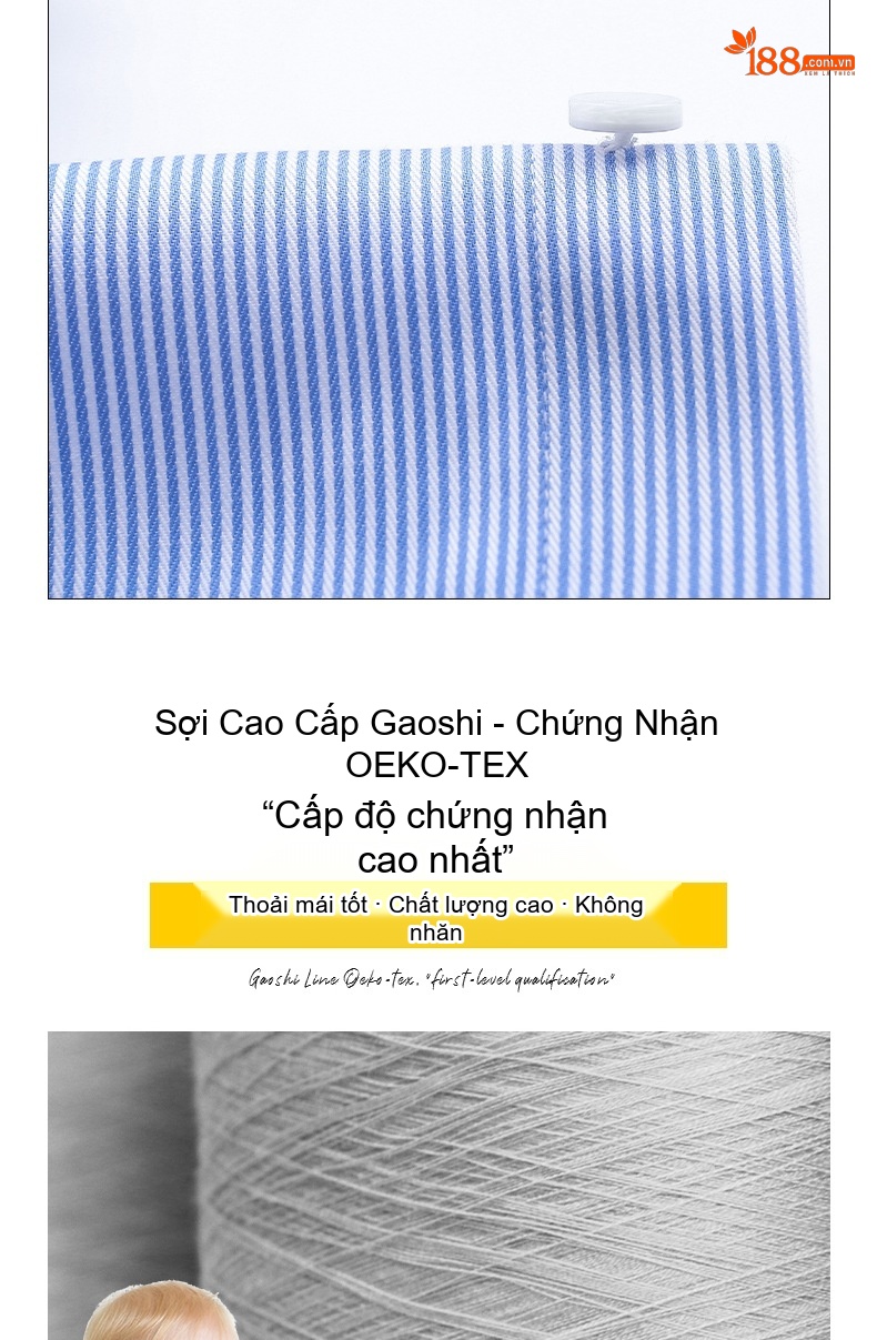 Áo Sơ Mi Dài Tay Nam/Nữ Cotton Chống Nhăn Sọc Caro Công Sở Màu Xanh Dương chi tiết 8