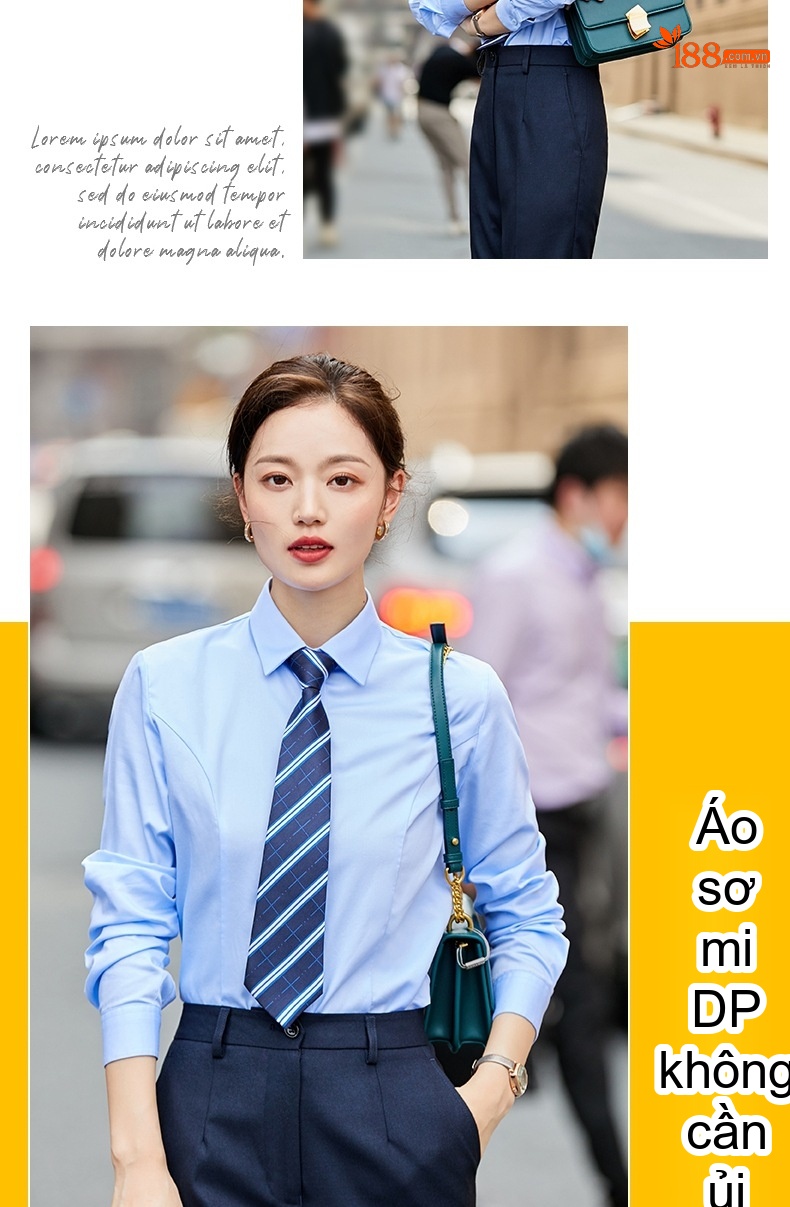 Áo Sơ Mi Dài Tay Nam/Nữ Cotton Chống Nhăn Sọc Caro Công Sở Màu Xanh Dương chi tiết 23