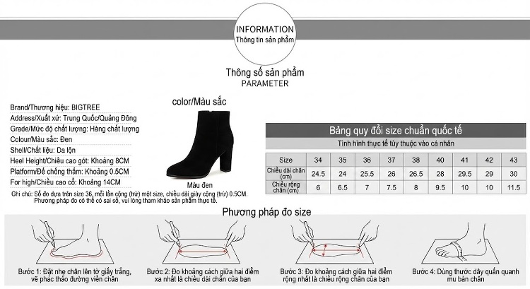 Boot Nữ Gót Nhọn Nỉ Mũi Nhọn Dây Buộc Phong Cách Âu Mỹ Chiều Cao Đế Khoảng 8cm Màu Đen chi tiết 1