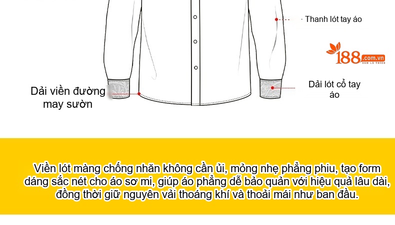 Áo Sơ Mi Dài Tay Nam Nữ Cotton Chống Nhăn Thêu Logo Màu Xanh Lam chi tiết 13