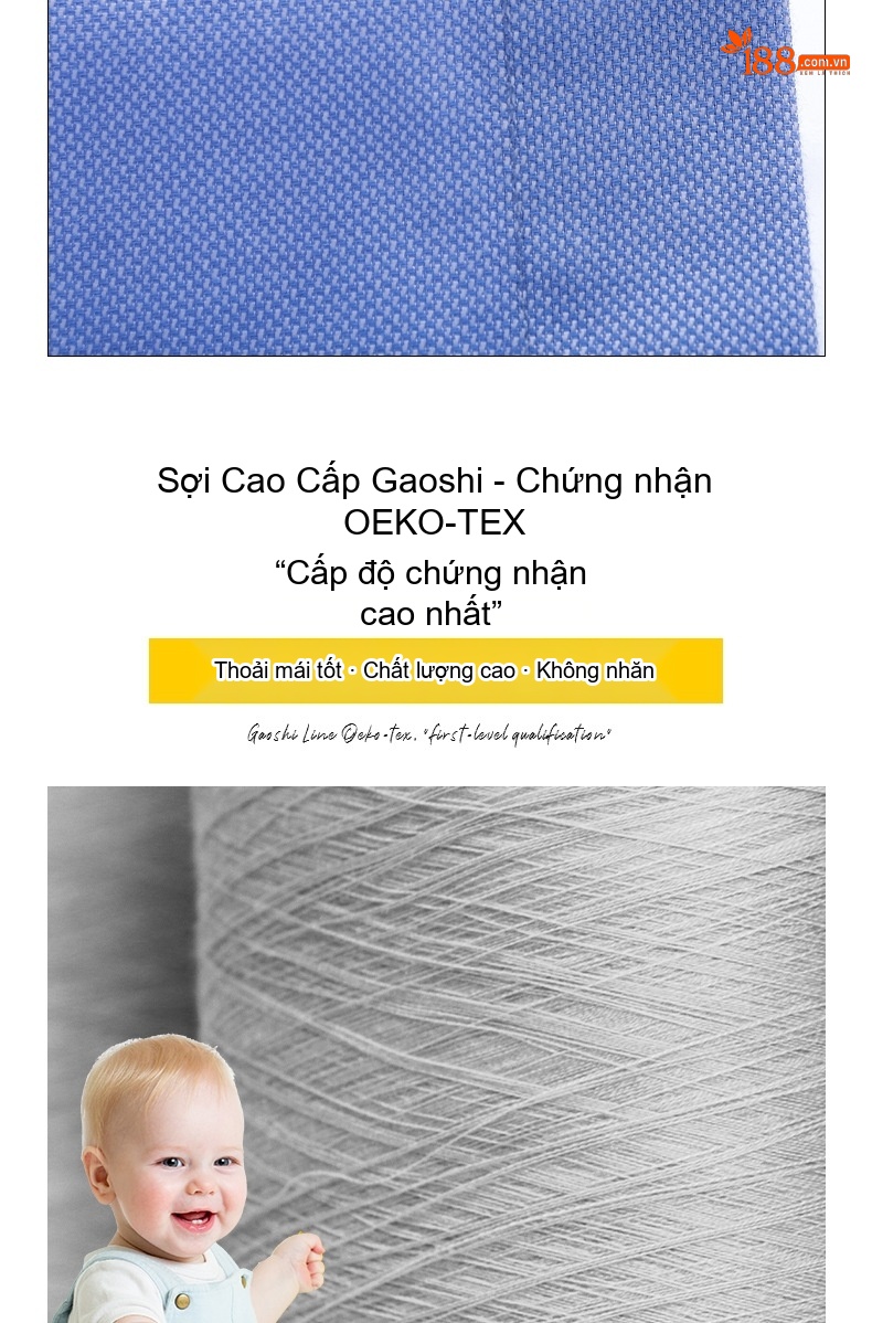 Áo Sơ Mi Dài Tay Nam Nữ Cotton Chống Nhăn Thêu Logo Màu Xanh Lam chi tiết 15