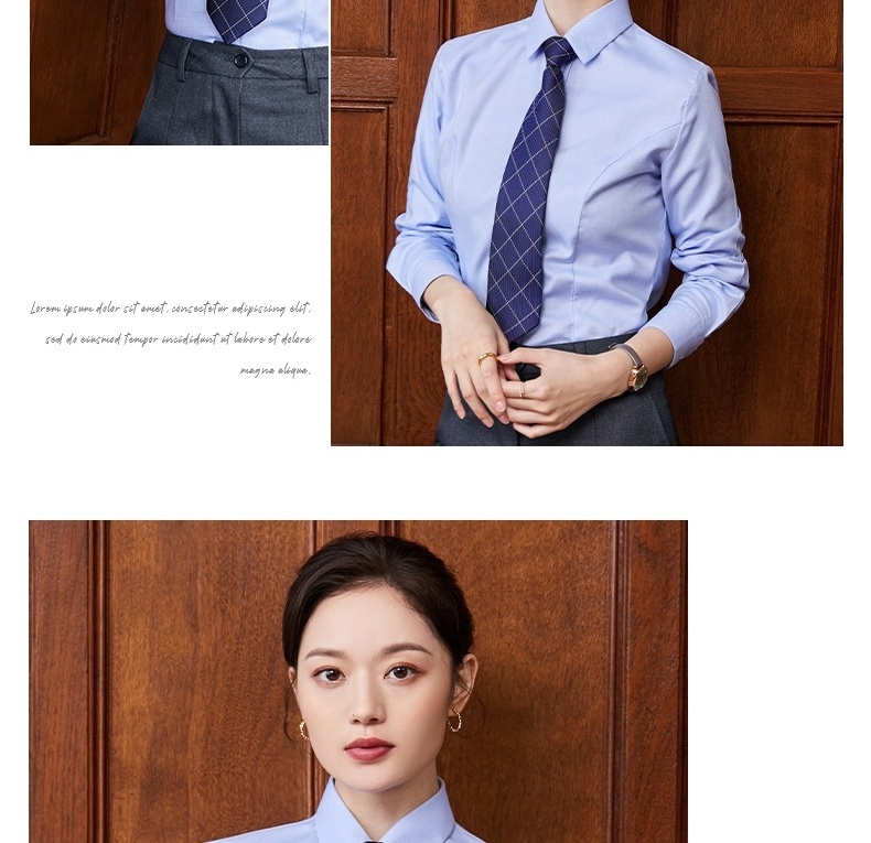 Áo Sơ Mi Dài Tay Nam Nữ Cotton Chống Nhăn Thêu Logo Màu Xanh Lam chi tiết 27