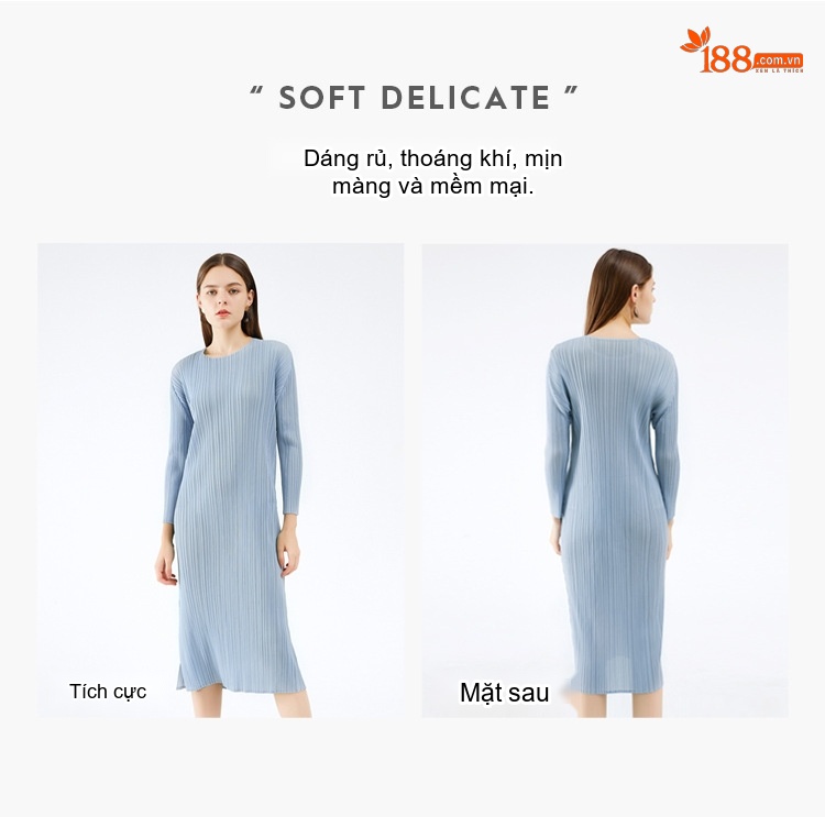 Váy Suông Dài Tay Dáng Ôm Xẻ Tà Phong Cách Tối Giản Màu Xanh, Hồng, Xanh Lá, Đen... chi tiết 3