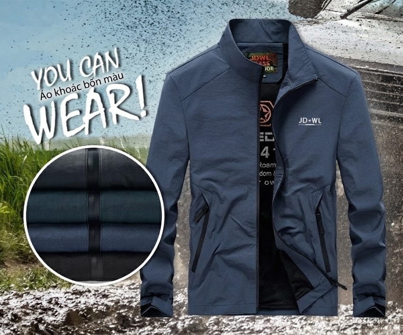 Áo Khoác Nam Cổ Trụ Màu Trơn Phong Cách Business Casual Màu Đen, Xám, Xanh Dương, Xanh Lá... chi tiết 2