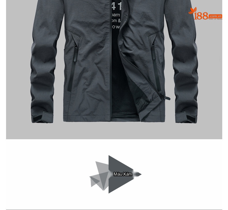 Áo Khoác Nam Cổ Trụ Màu Trơn Phong Cách Business Casual Màu Đen, Xám, Xanh Dương, Xanh Lá... chi tiết 3