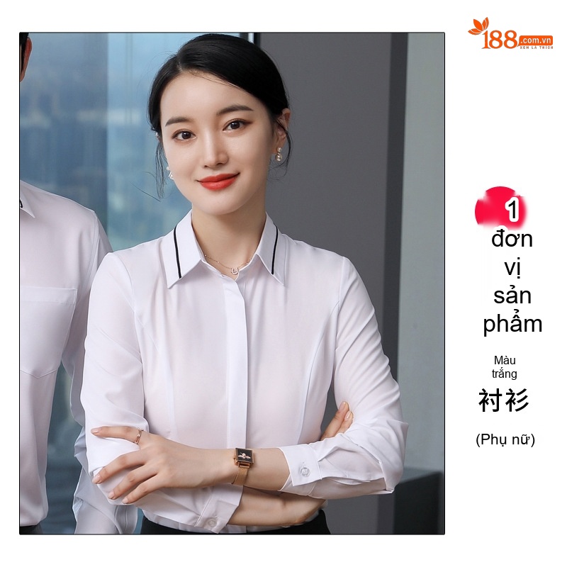 Áo Sơ Mi Công Sở Dài Tay Nam Nữ Màu Trắng, Xám