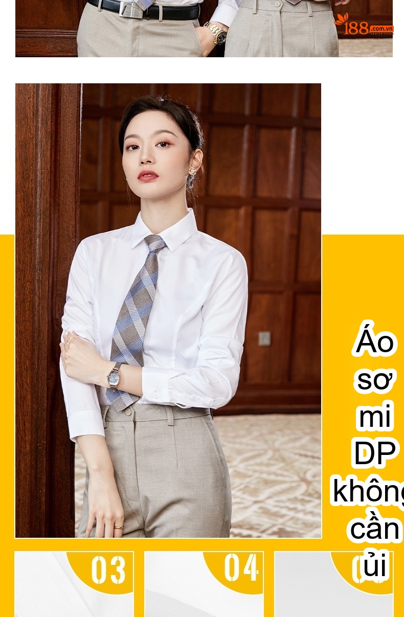 Áo Sơ Mi Dài Tay Nam/Nữ Cotton Chống Nhăn Sọc Caro Công Sở Màu Xanh Dương chi tiết 27