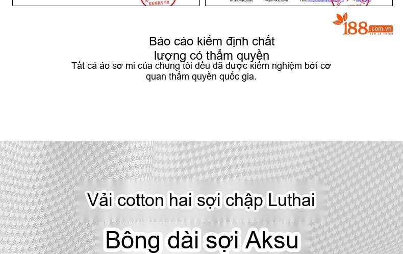 Áo Sơ Mi Dài Tay Nam Nữ Cotton Chống Nhăn Thêu Logo Màu Xanh Lam chi tiết 9