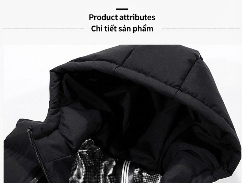 Áo Gile Chống Nước Phát Nhiệt Sưởi Ấm Mùa Đông Có Mũ Trùm Đầu Sạc USB Màu Đen, Xám, Xanh Navy, Đỏ... chi tiết 21