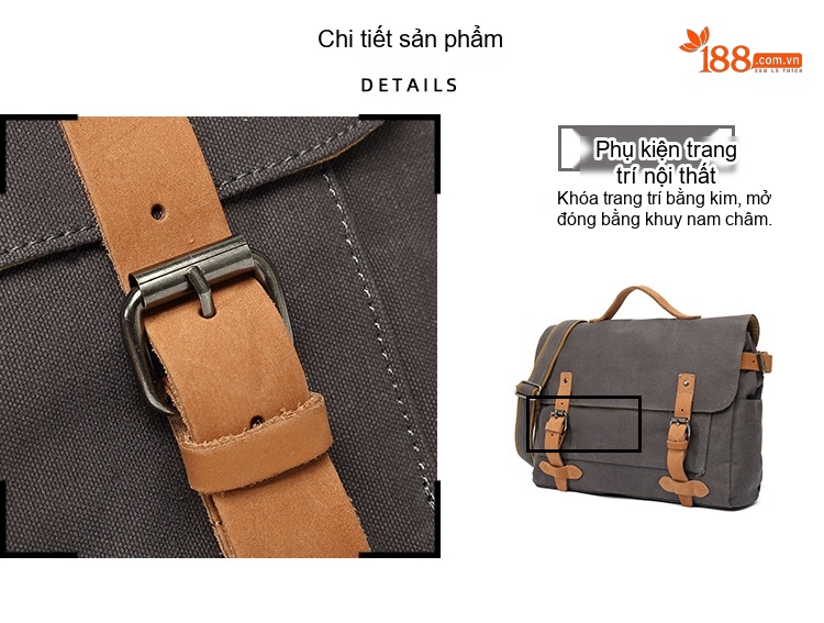 Túi Đeo Chéo Nam Vải Canvas Đa Năng Phong Cách Hàn Quốc Màu Xám, Xanh Lá, Nâu, Đen... chi tiết 10