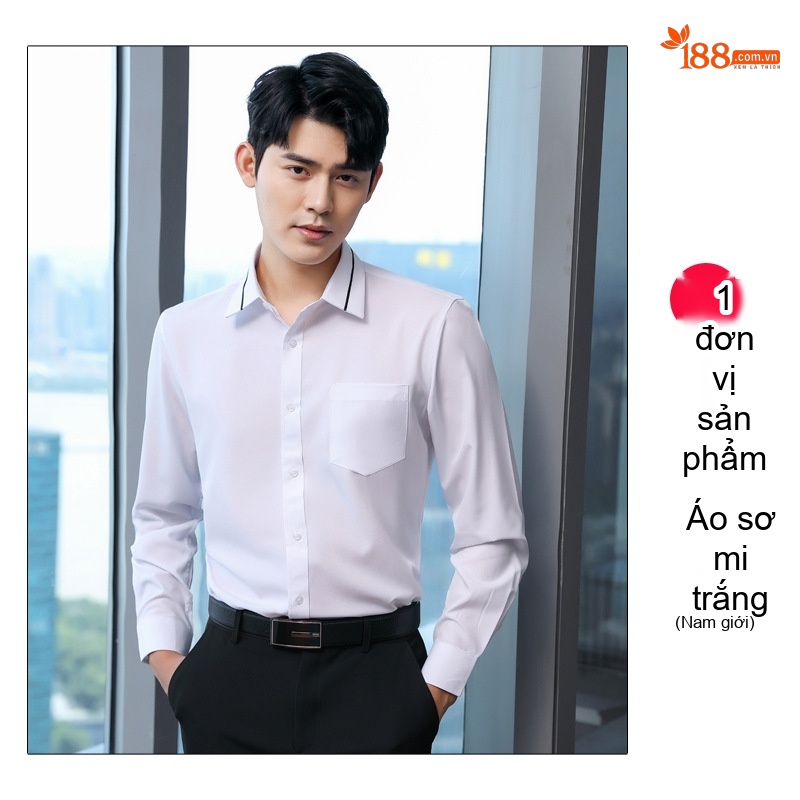 Áo Sơ Mi Công Sở Dài Tay Nam Nữ Màu Trắng, Xám