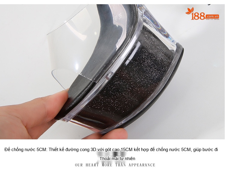 Giày Sandal Cao Gót Nữ Quai Trong Suốt Đế Xuồng 15cm Gót Cao 15cm Màu Đen, Đỏ, Hồng, Tím... chi tiết 6
