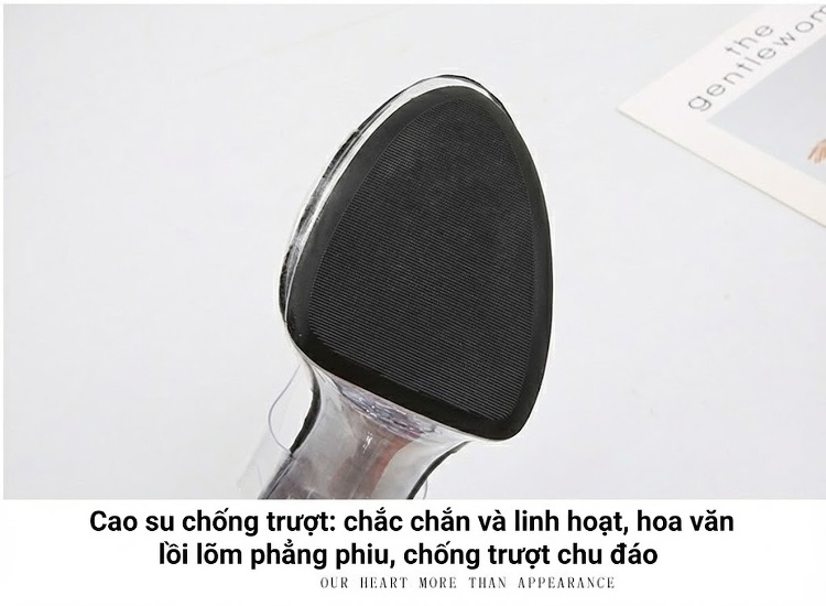 Giày Sandal Cao Gót Nữ Quai Trong Suốt Đế Xuồng 15cm Gót Cao 15cm Màu Đen, Đỏ, Hồng, Tím... chi tiết 5