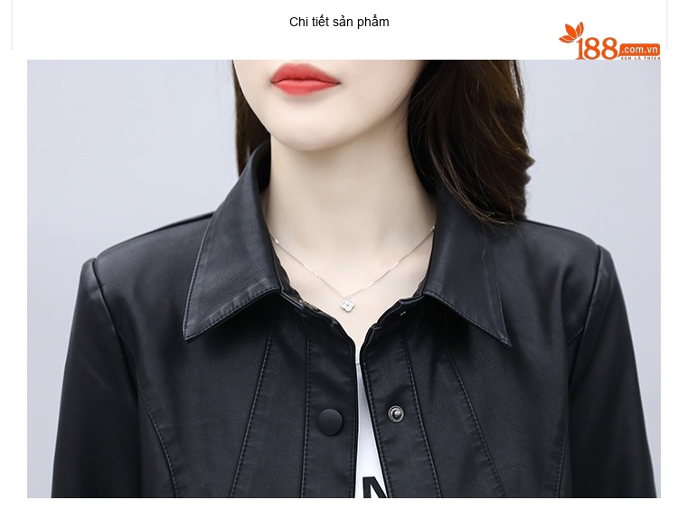 Áo Khoác Da PU Dáng Dài Hàn Quốc Thời Trang Thu Đông Màu Đen chi tiết 15