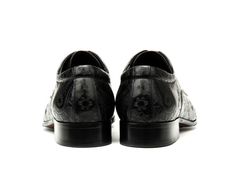 Giày Oxford Nam Da Bò Mũi Nhọn Buộc Dây Phong Cách Anh Chiều Cao Đế Khoảng 3cm Màu Đen, Nâu, Đỏ Rượu chi tiết 8