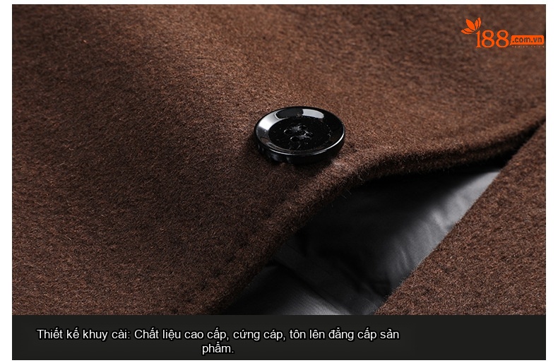 Áo Khoác Dạ Nam Dáng Dài Lót Lông Vũ Cổ Lông Cao Cấp Giữ Ấm Màu Đen, Xám, Nâu chi tiết 18