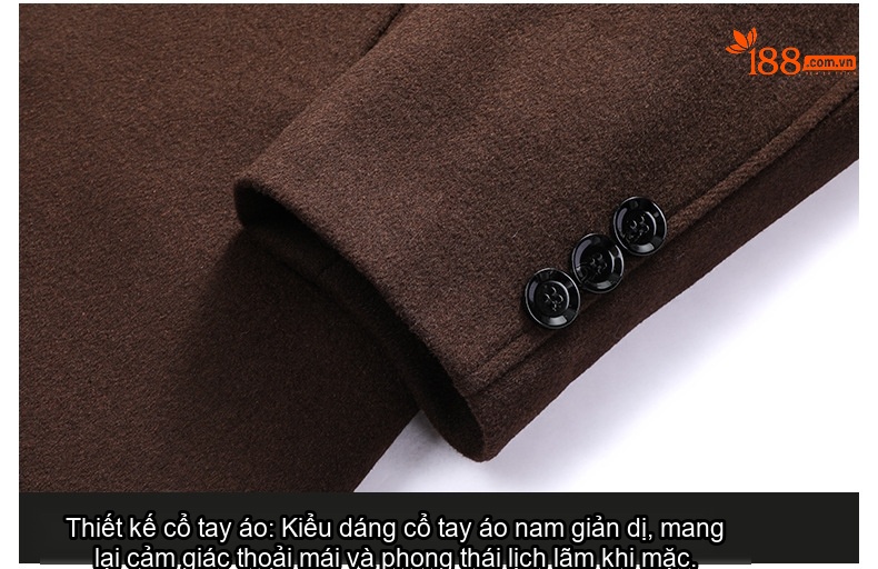 Áo Khoác Dạ Nam Dáng Dài Lót Lông Vũ Cổ Lông Cao Cấp Giữ Ấm Màu Đen, Xám, Nâu chi tiết 17