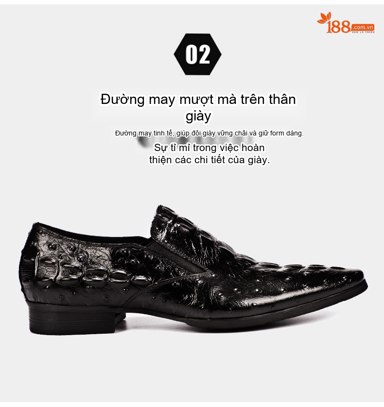 Giày Lười Nam Da Thật Vân Cá Sấu Chiều Cao Đế Khoảng 3cm Màu Đen, Nâu chi tiết 7