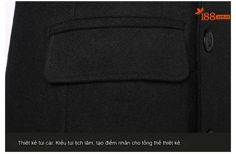 Áo Khoác Dạ Nam Trung Niên Dáng Dài Vừa Cúc Đôi Màu Đen, Xám chi tiết 11
