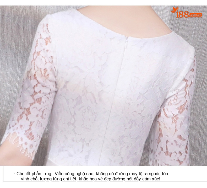 Váy Dạ Hội Nữ Tay Lỡ dáng chữ A Thanh Lịch Màu Trắng chi tiết 19