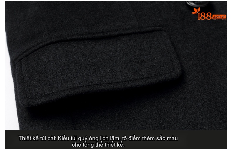 Áo Khoác Dạ Nam Trung Dài Dáng Ôm Hai Hàng Khuy Phong Cách Hàn Quốc Màu Đen, Xám chi tiết 14