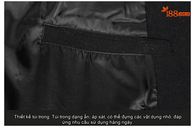 Áo Khoác Dạ Nam Trung Niên Dáng Dài Vừa Cúc Đôi Màu Đen, Xám chi tiết 12