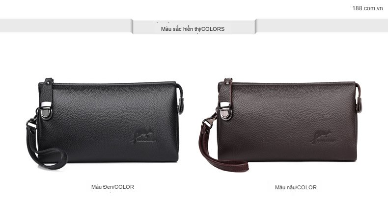 Ví Cầm Tay Nam Da Thật Khóa Bấm Phong Cách Retro Màu Đen chi tiết 24