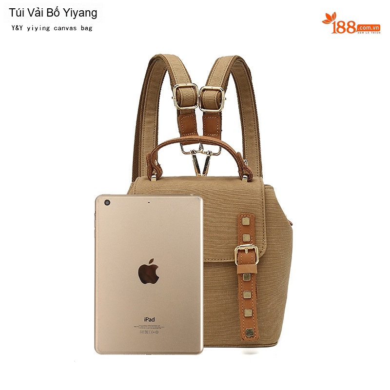 Balo Nữ Vải Canvas Da Thật Túi Đeo Vai Kiểu Dáng Nhỏ Màu Nâu, Hồng, Trắng, Đen...
